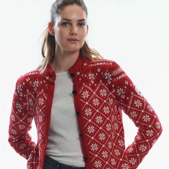 Dale of Norway Red and White Cardigan - Picture 1 of 6